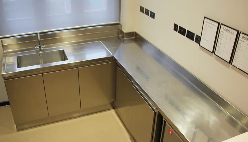 Custom fabricated metal benchtop