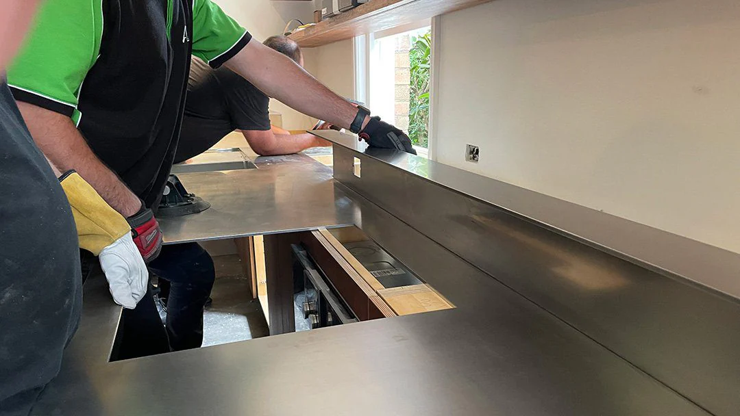 Custom fabricated kitchen benchtop finish