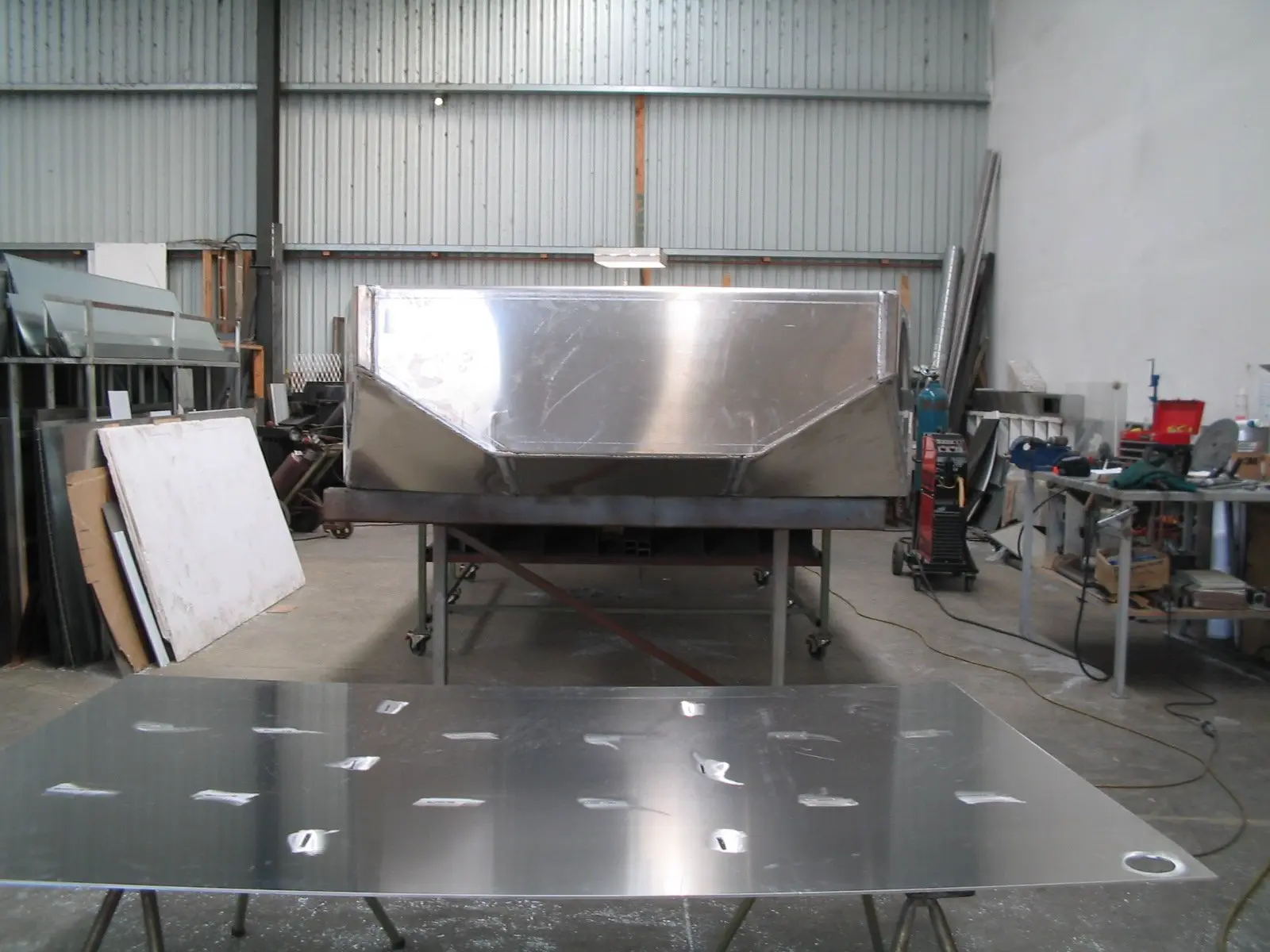 Metal boat rear view