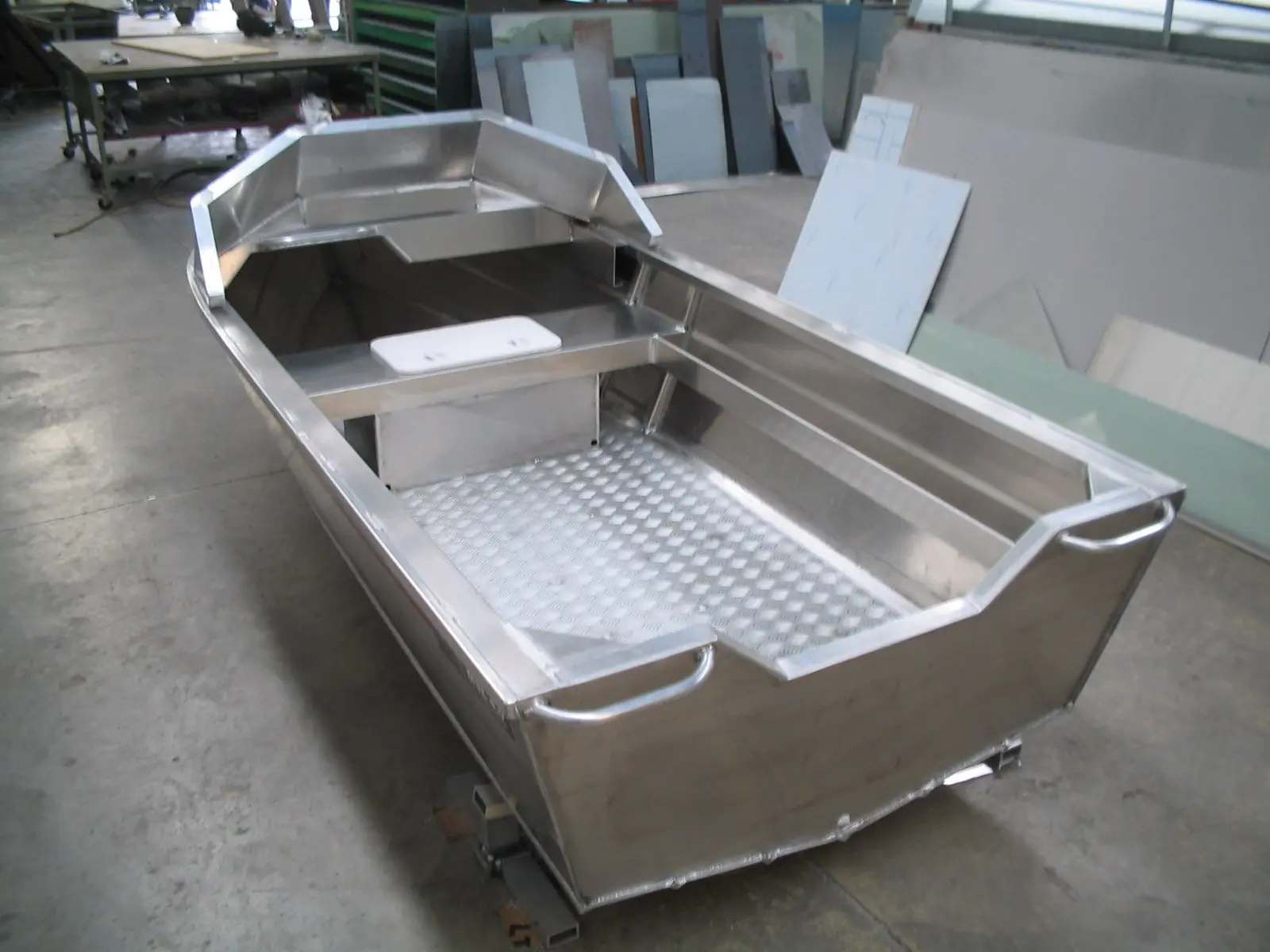 Custom boat behind view