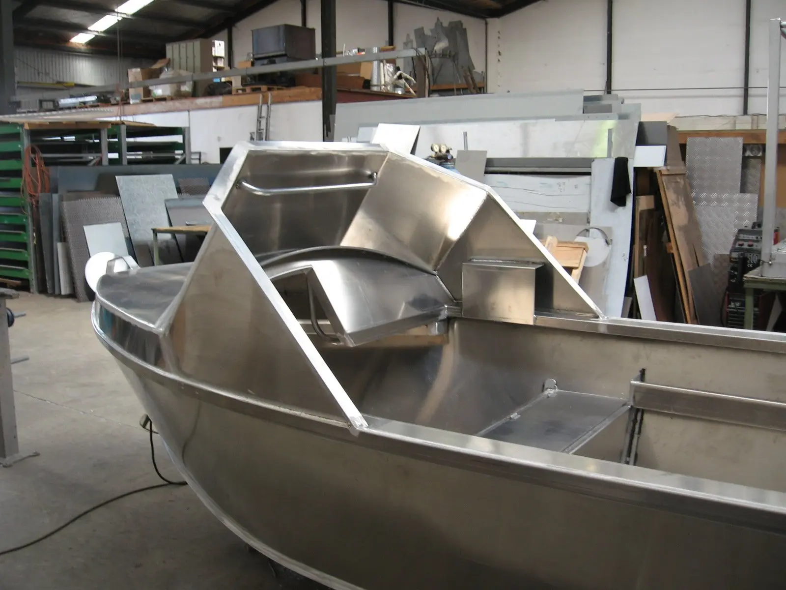 Sheet metal boat rear view
